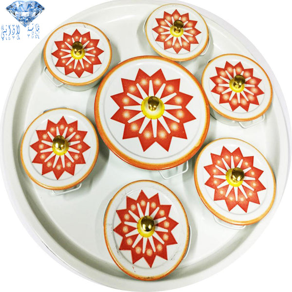 صينية فطور الوان متنوعه مع سبعة صحون